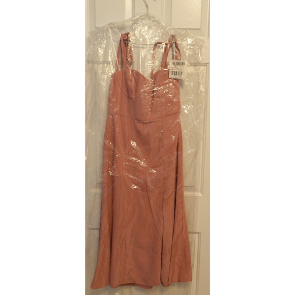 DESSY COLLECTION 3069 Dusty Rose Pink Bustier Crepe A-Line High Slit Dress 4 New - Picture 4 of 5